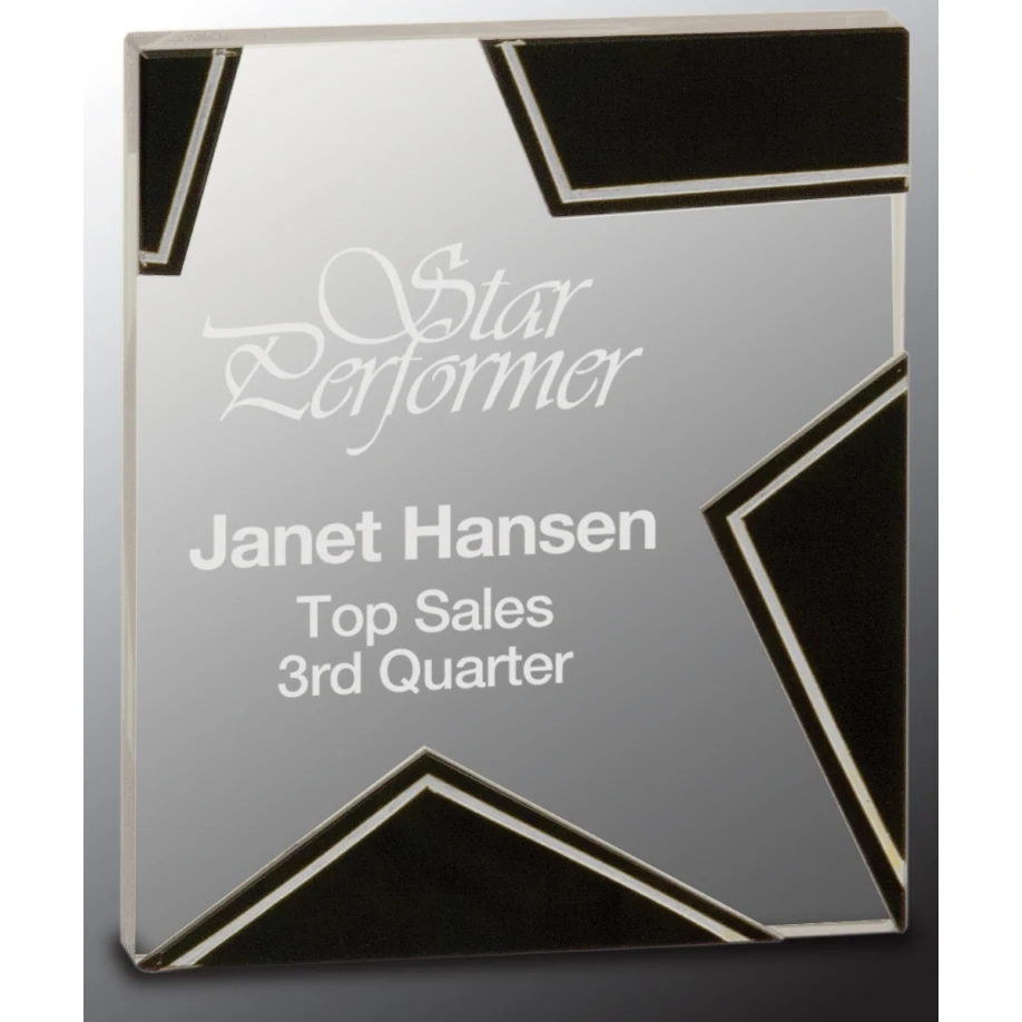 5 1/2" Silver/Black Glass Star Award 1
