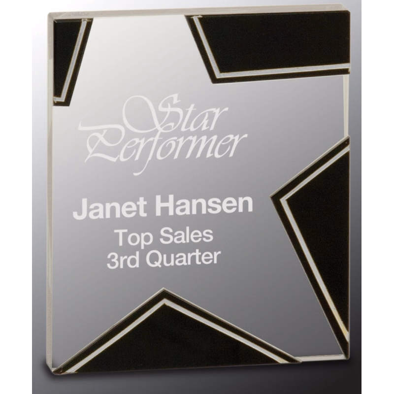 5 1/2" Silver/Black Glass Star Award