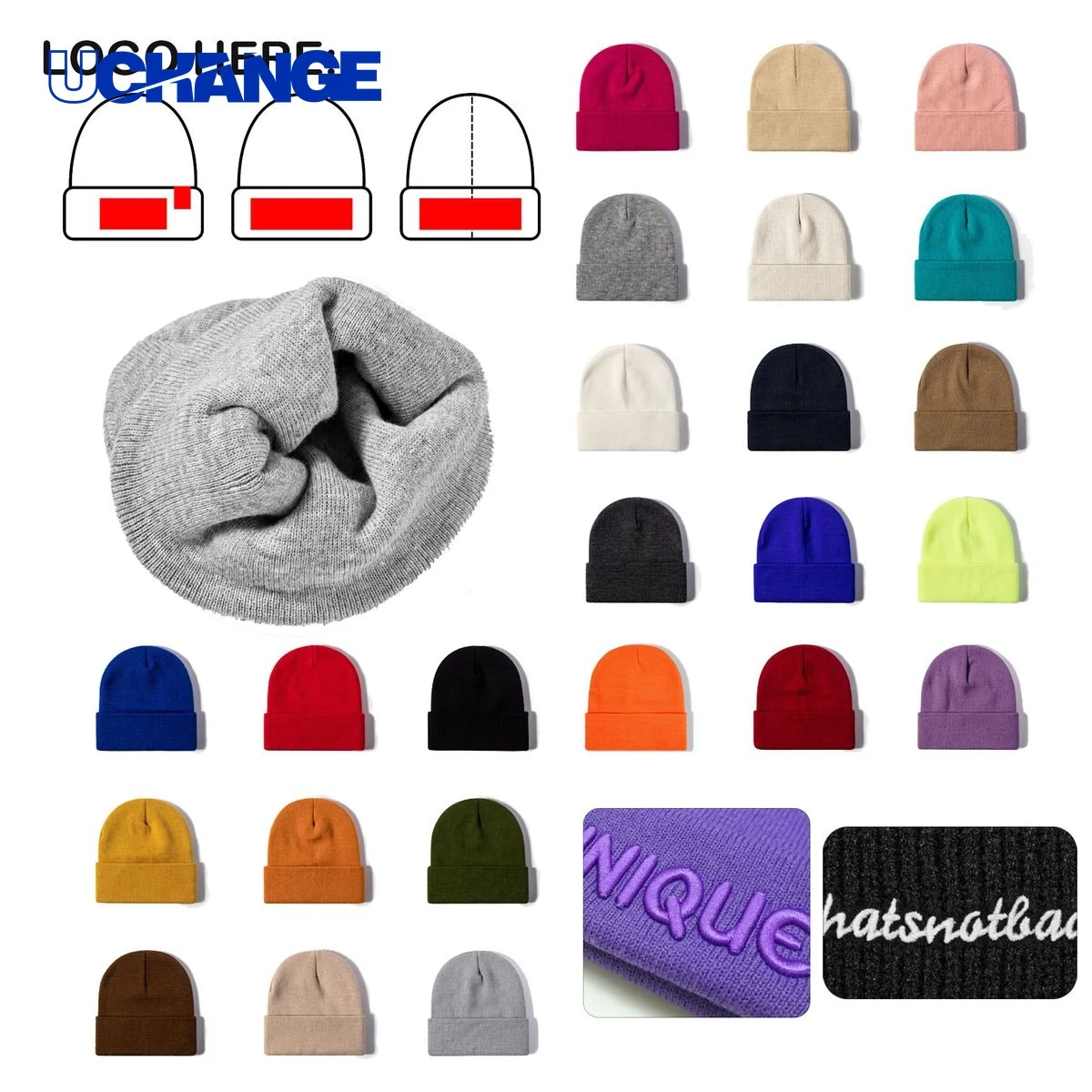 Solid-Color Warm Knitted Hat 1