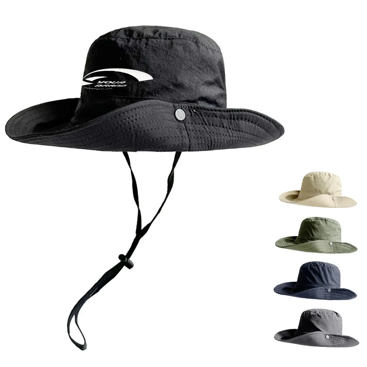 String Brim Sun Protection Outdoor Camping Summer Bucket Hat 1