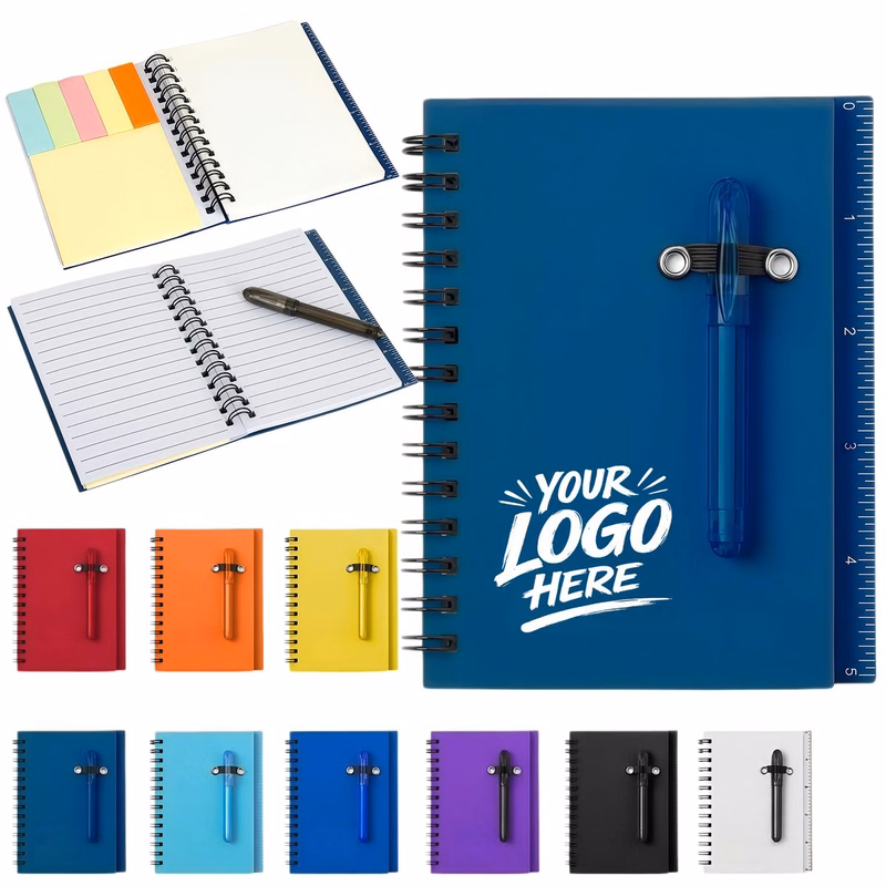 Spiral Memo Pad With Pen Sticky Flags And Ruler