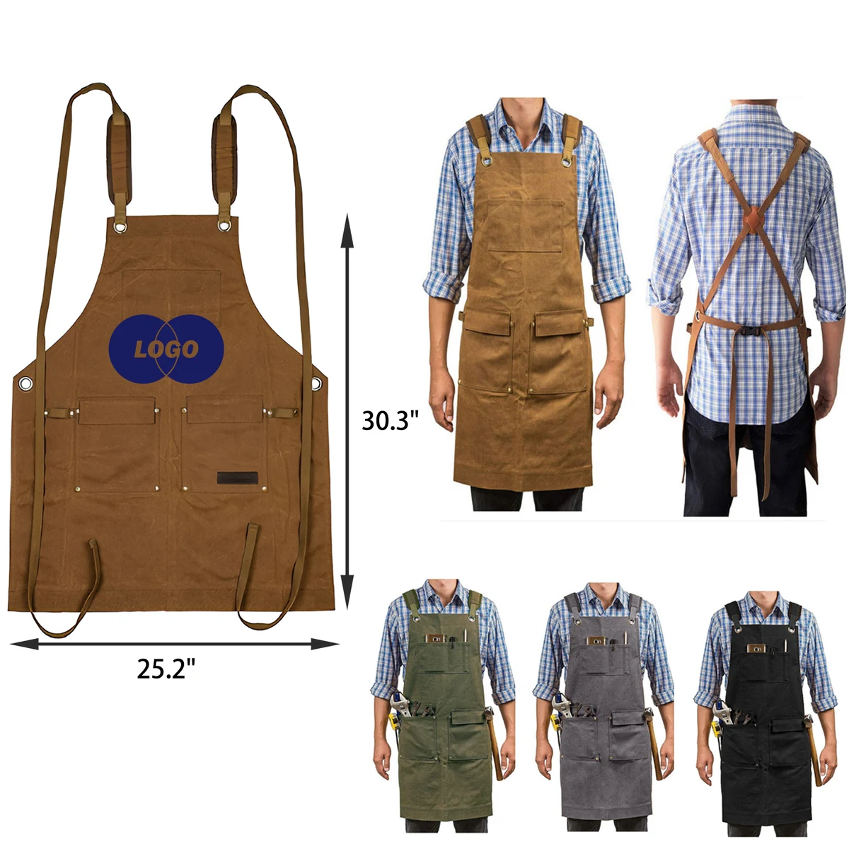 MOQ 20 PCS Sturdy Thick Canvas Multi Pocket Apron 1