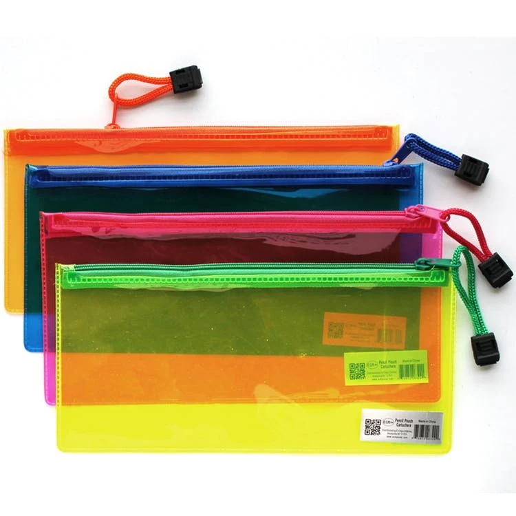 Pencil Pouches - 4 Translucent Colors Zipper Closure, custom drawstring bag with logo imprint 1