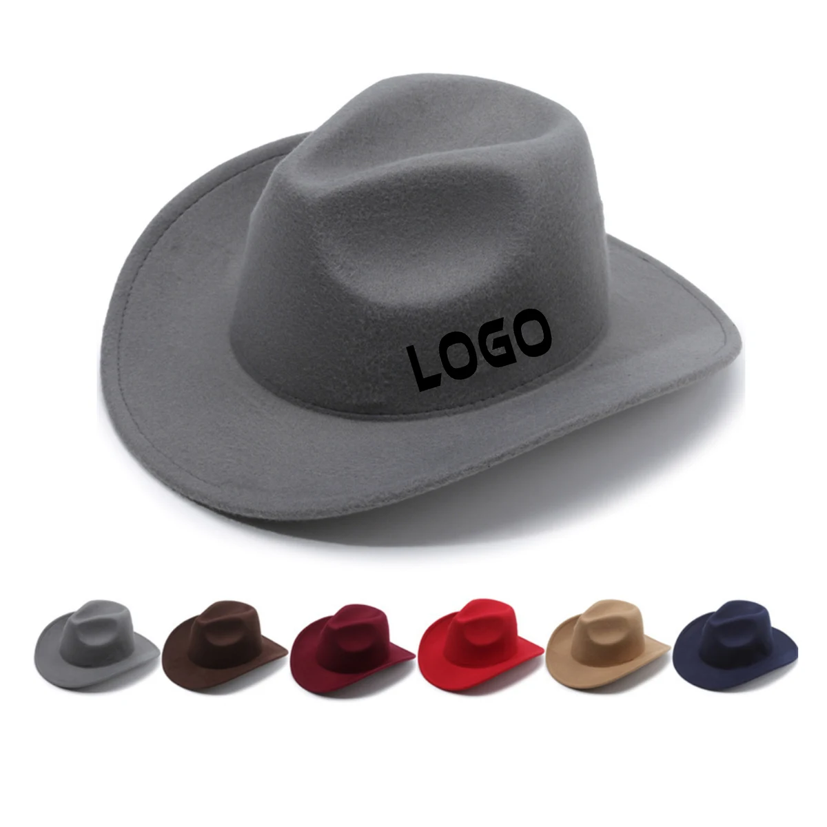 Western Cowboy Felt Hat with Wide Brim 1