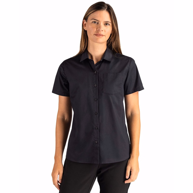 Clique Hustle Recycled Womens Short Sleeve Button Down Shirt