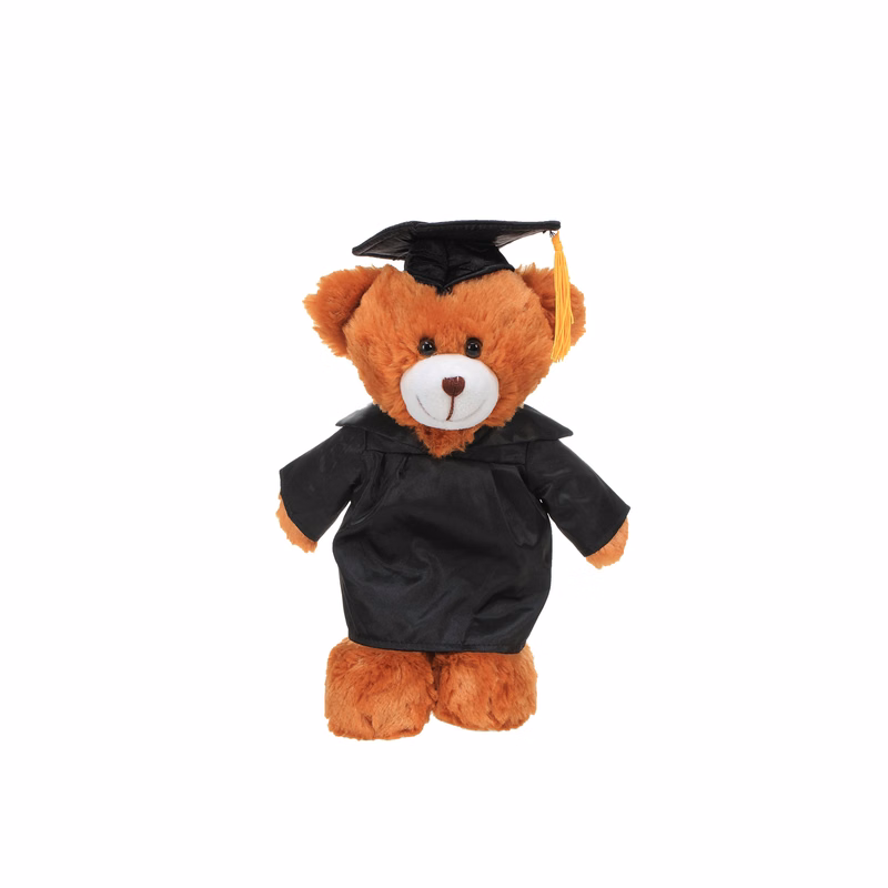 Soft Plush Mocha Teddy Bear in Graduation Cap & Gown