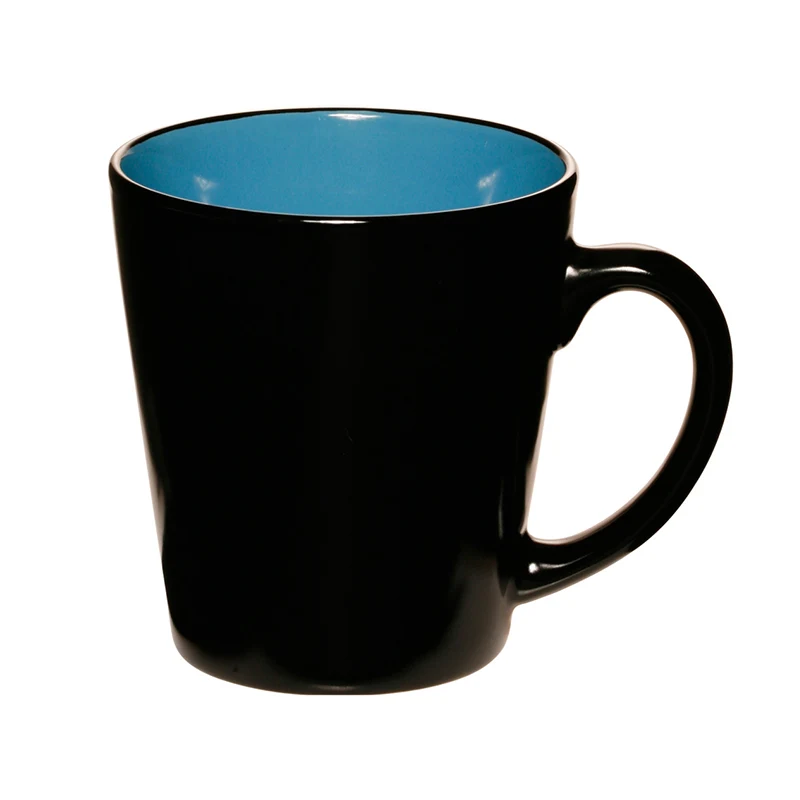 Two-Tone Black Matte Ceramic Mug, 12 oz. 1