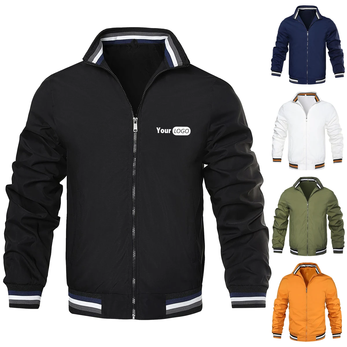 Polyester Solid Color Jacket Sports Jacket, custom jacket with logo imprint 1
