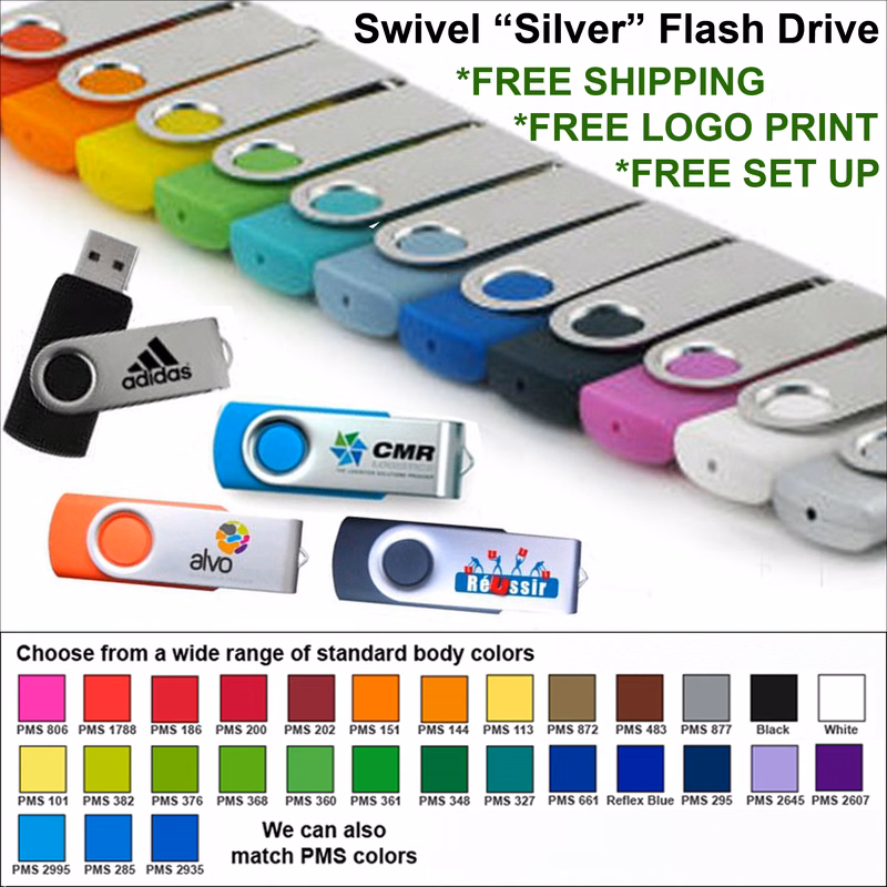 Swivel Silver Flash Drive / USB - 512 MB Memory