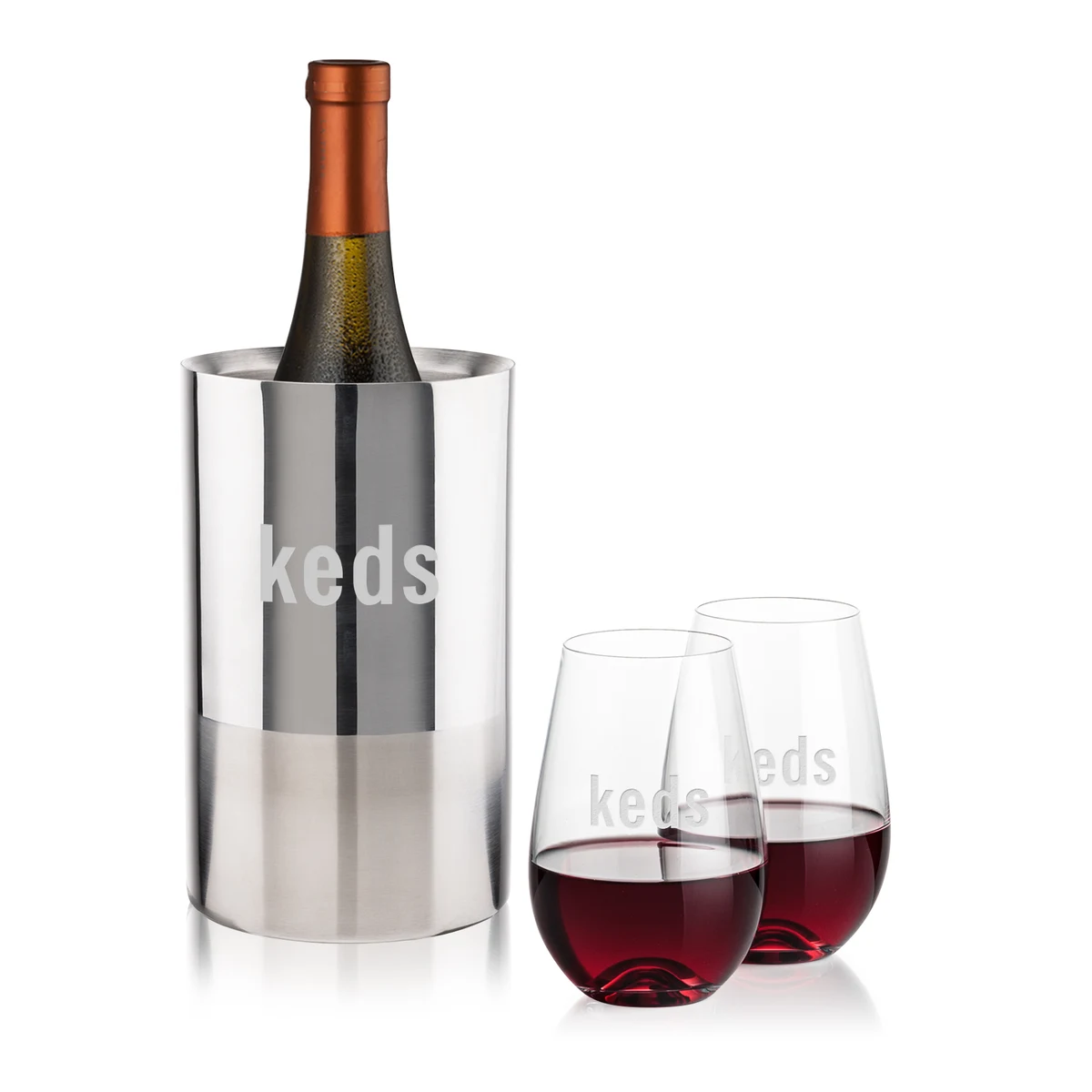 Catania Wine Cooler & Boston Stemless Wine Set 1