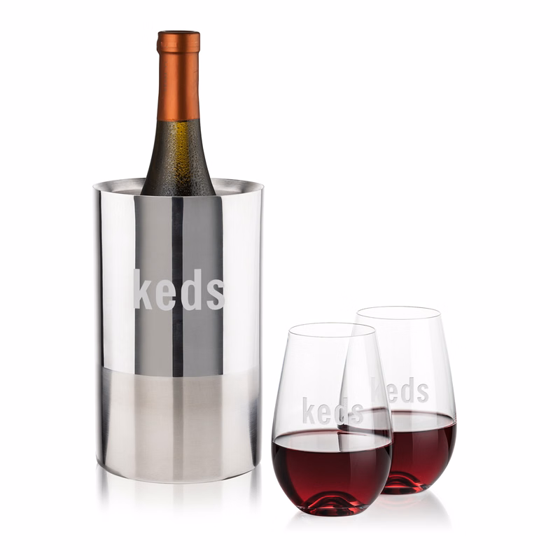 Catania Wine Cooler & Boston Stemless Wine Set