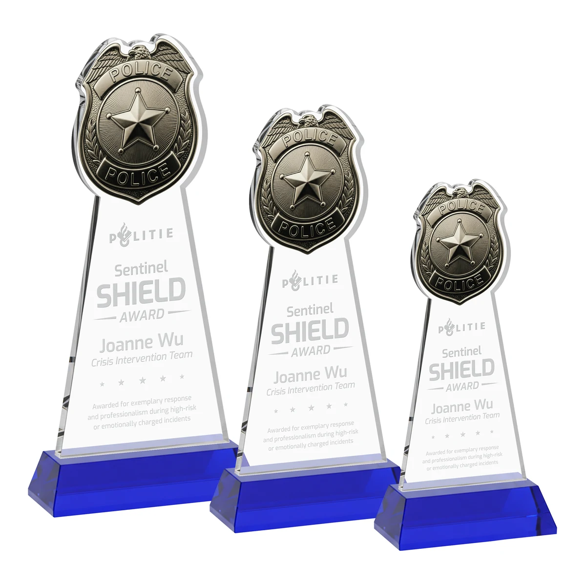 Police Badge Award on Hartford Base - Blue 1