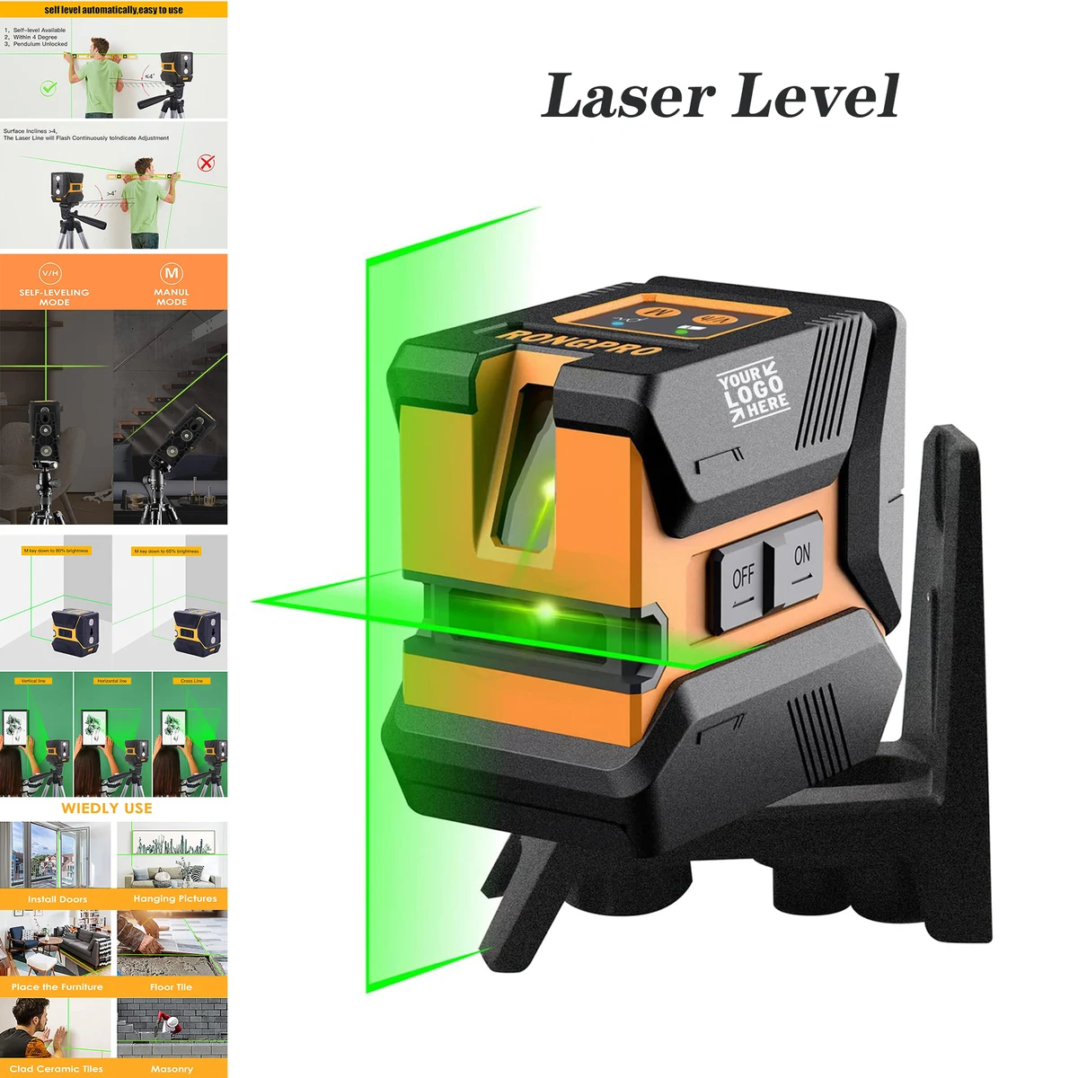 Construction Picture Hanging Wall Writing Self Leveling 50ft/15m Cross Line Laser level Beam Tool 1