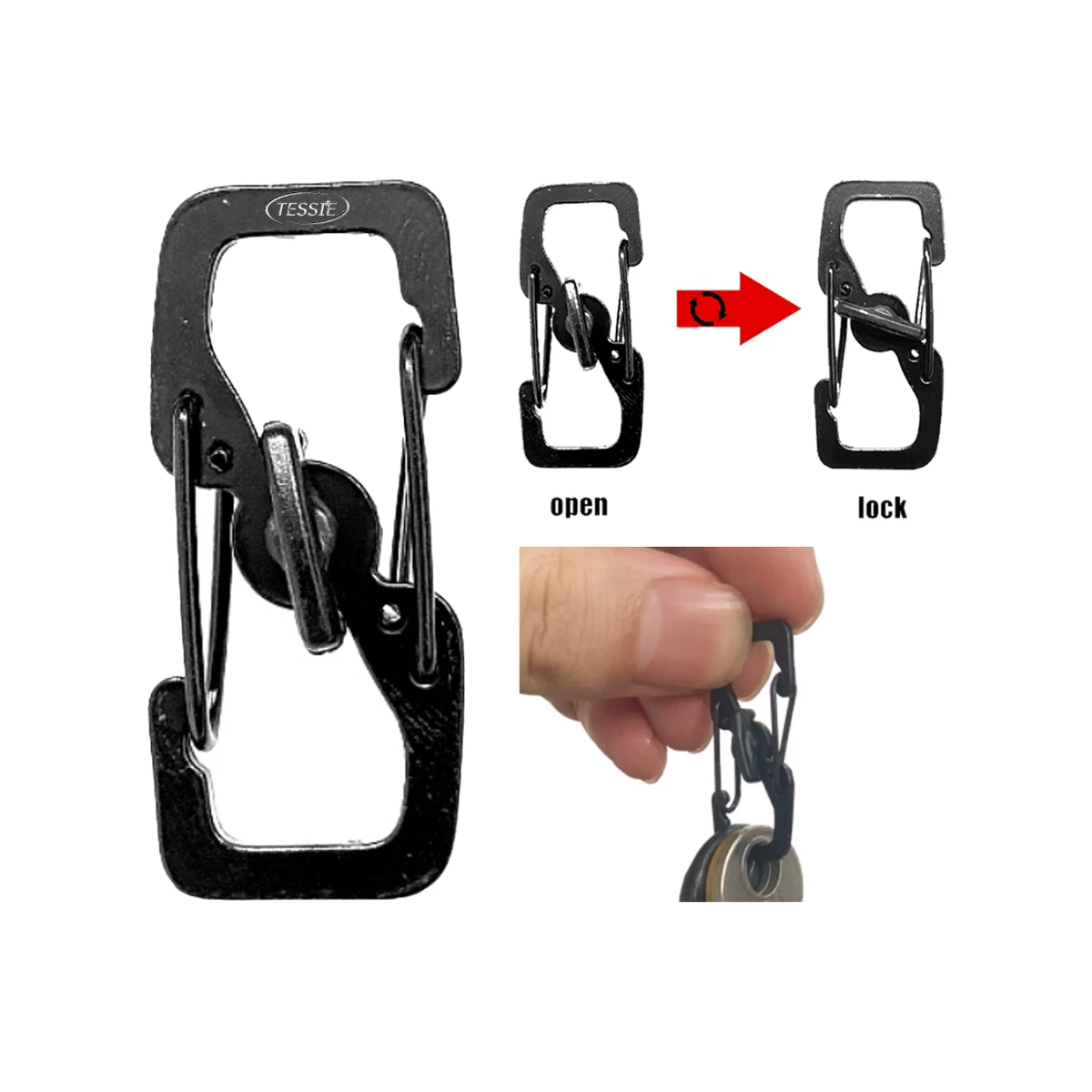 Mini Locking Square Iron Buckle Carabiner 1