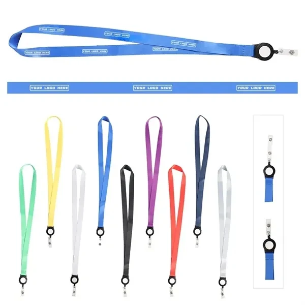 Custom 36 in Polyester Lanyard with Retractable Badge Reel — Trade Show ID Holder 1