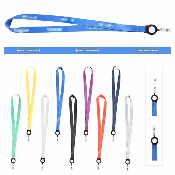 Custom 36 in Polyester Lanyard with Retractable Badge Reel — Trade Show ID Holder