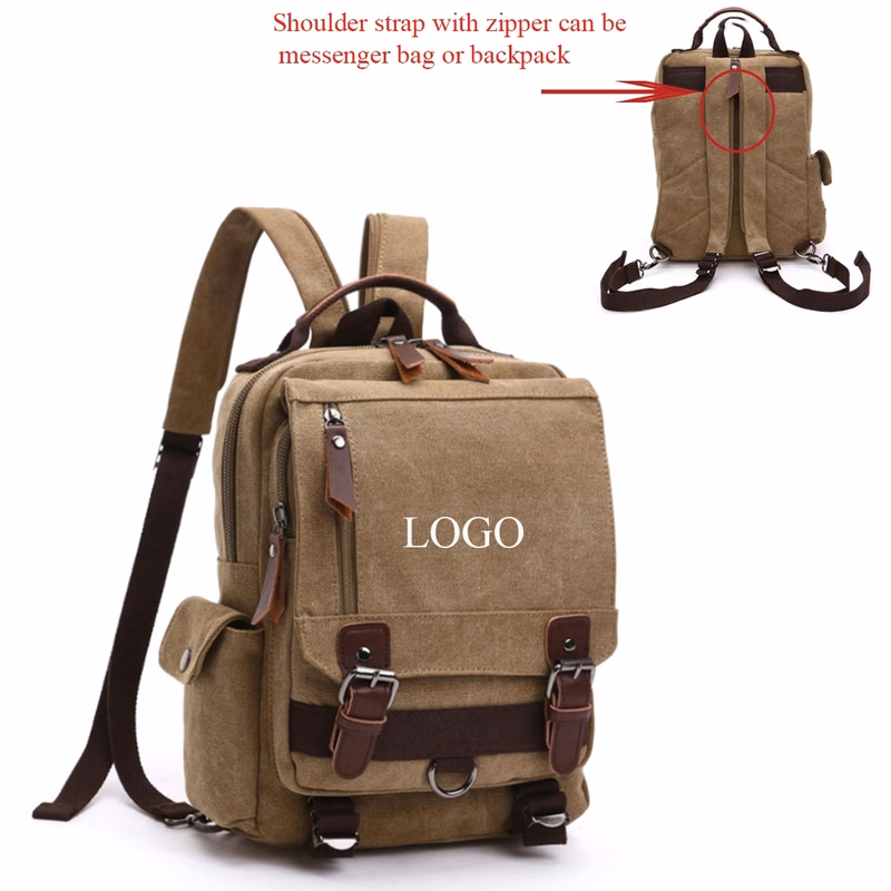 2 In 1 Canvas  Backpack Messenger Bag