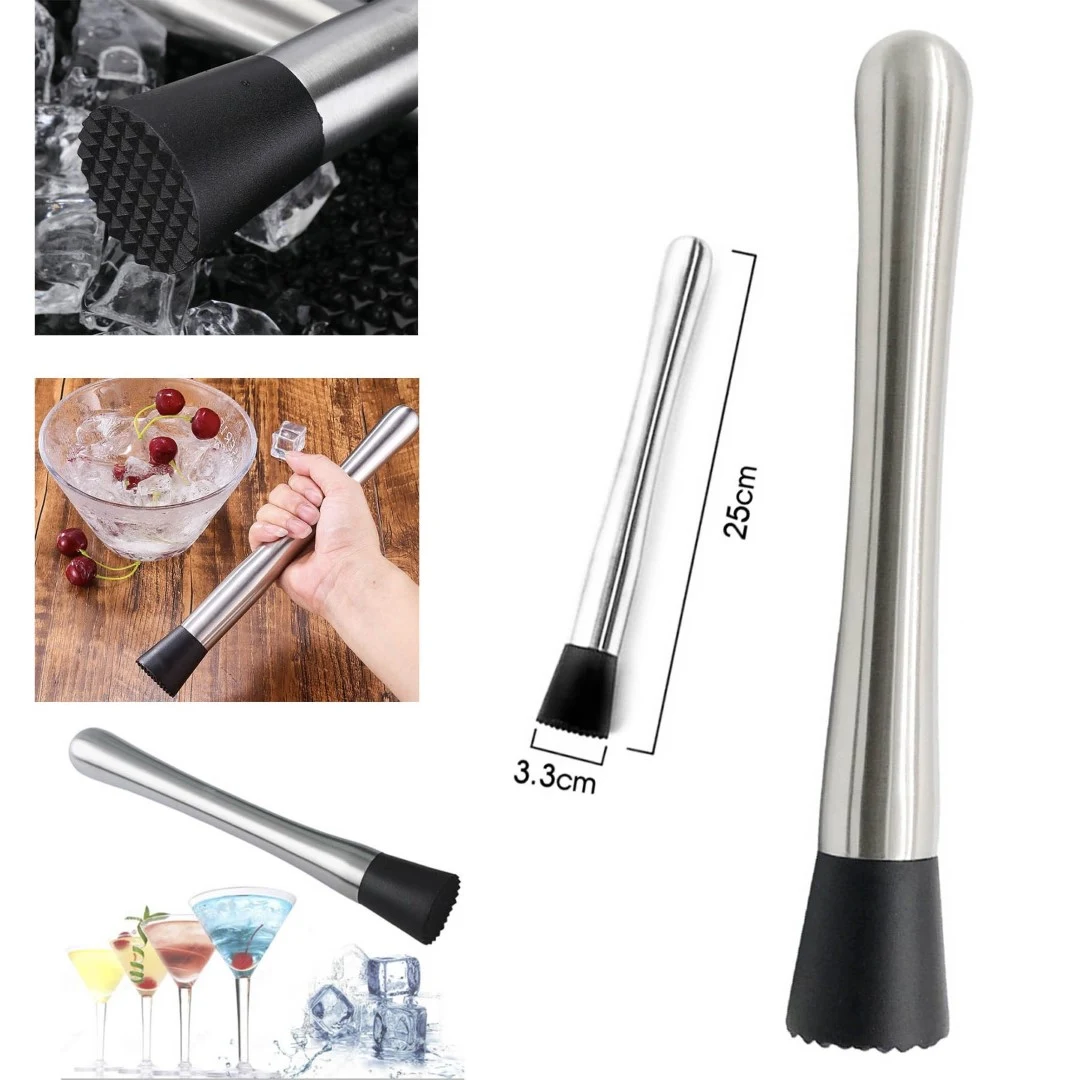 Stainless Steel Cocktail Muddler Lemon Hammer Swizzle Stick Ice Crusher 1