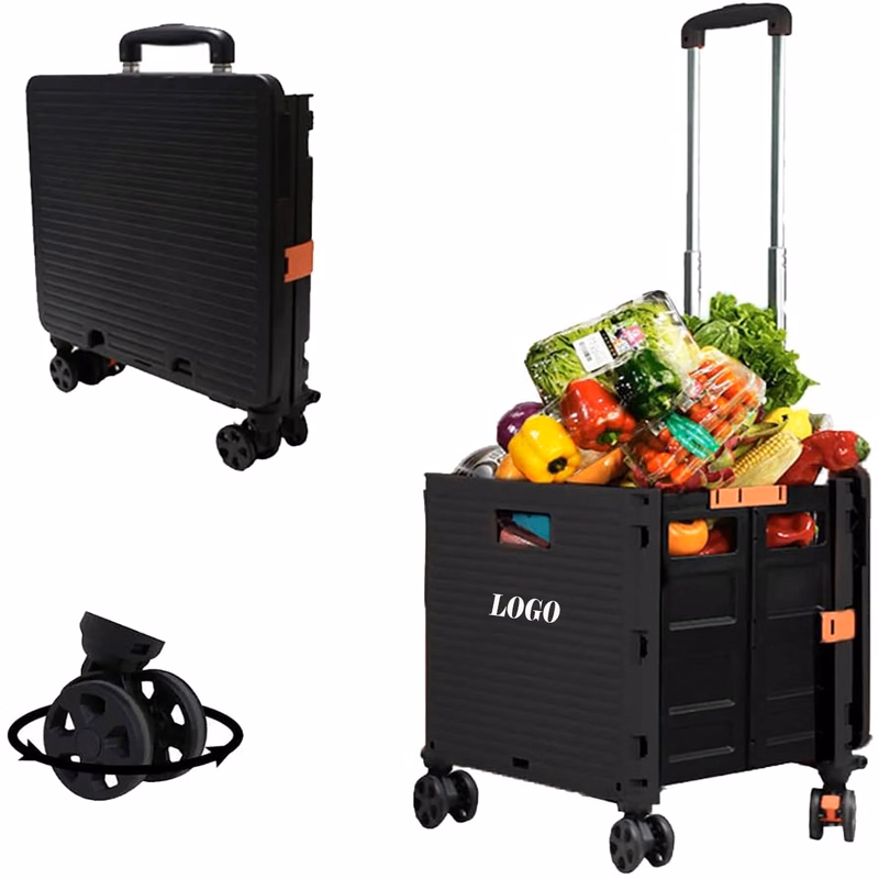 55L Foldable Utility Cart Shopping Trolley Wheel