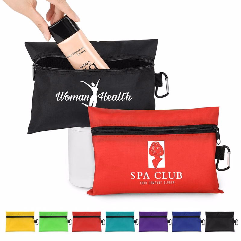 Polyester Zipper Storage Pouch with Carabiner