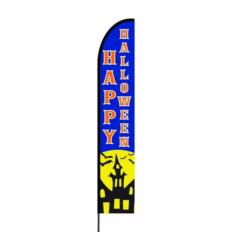 Happy Halloween Flag Kit Hardware 15' Feet Feather Flag Sign Outdoor Banner