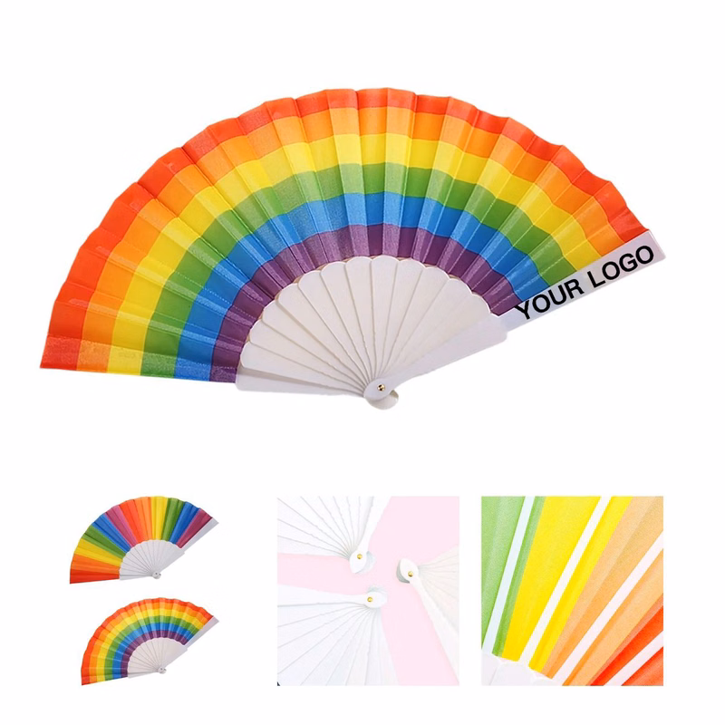 Rainbow Hand Fan for Outdoor Festivals