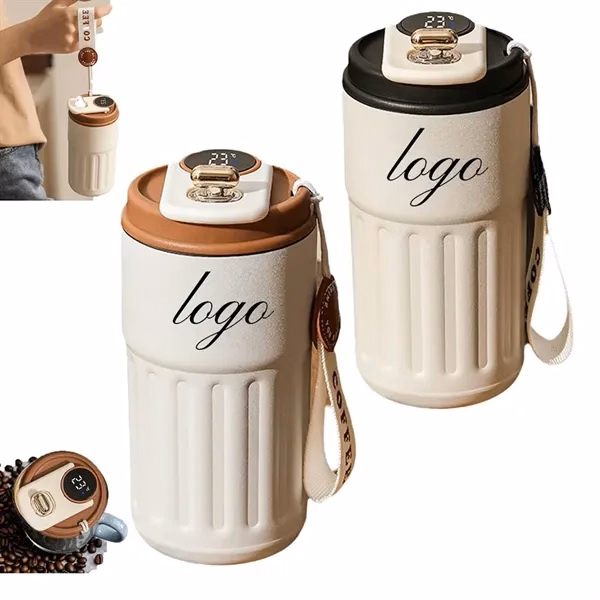 Stainless Steel LED Temperature Display Coffee Mug for Commutes, Fitness and Travel
