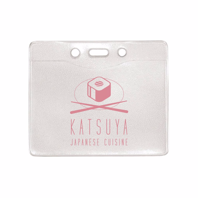 3.60" W x 3.05" H - Horizontal Clear Vinyl Badge Holder (1 Color Imprint)