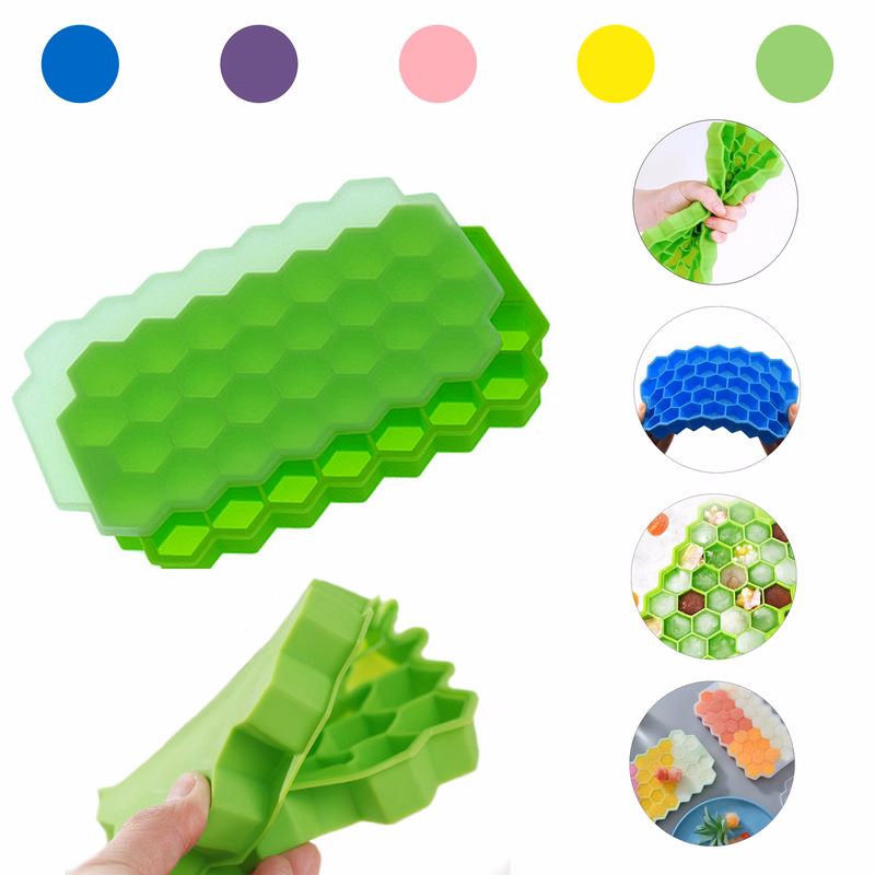 Silicone Ice Cube Mold Tray With Cover