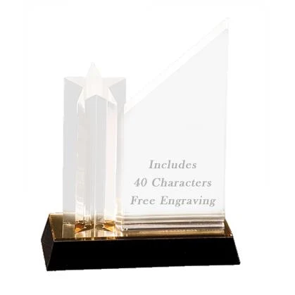 Acrylic 9" Star column w/wedge, Gold/Black base 1