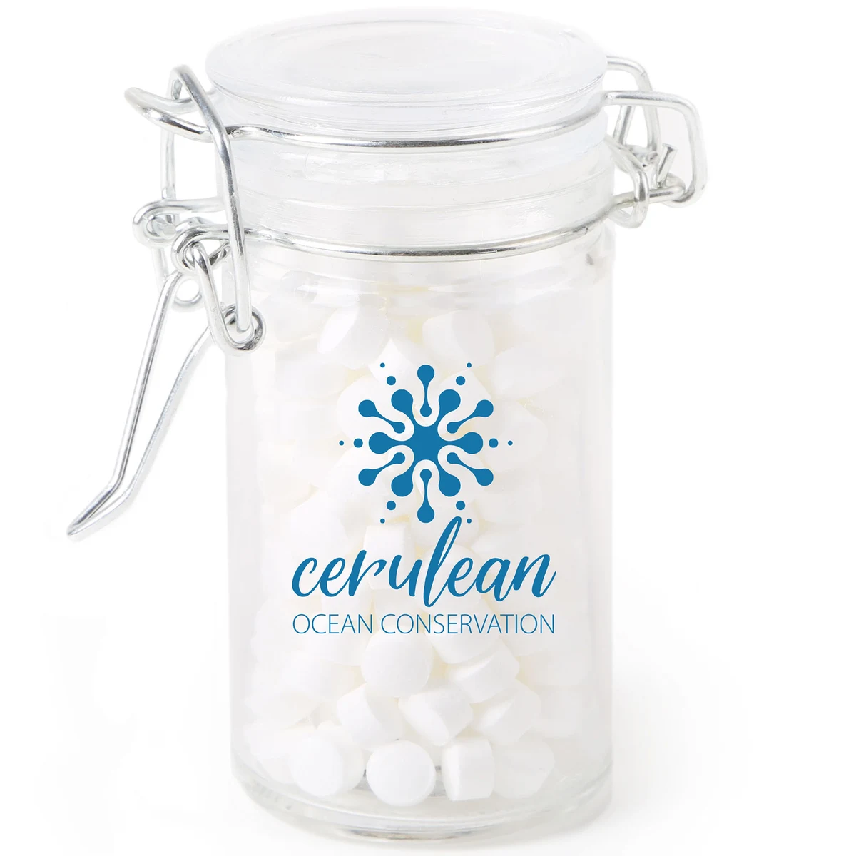 Round Glass Mint Jar 1