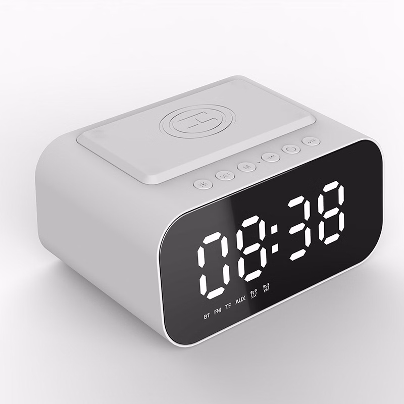 Bluetooth Speaker 15W Wireless Charging Clock LED Alarm Clock