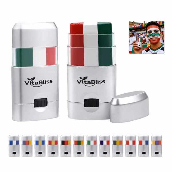Custom Cup Fan Face Paint Stick — Three Color Oil Based — Sports Event Giveaway