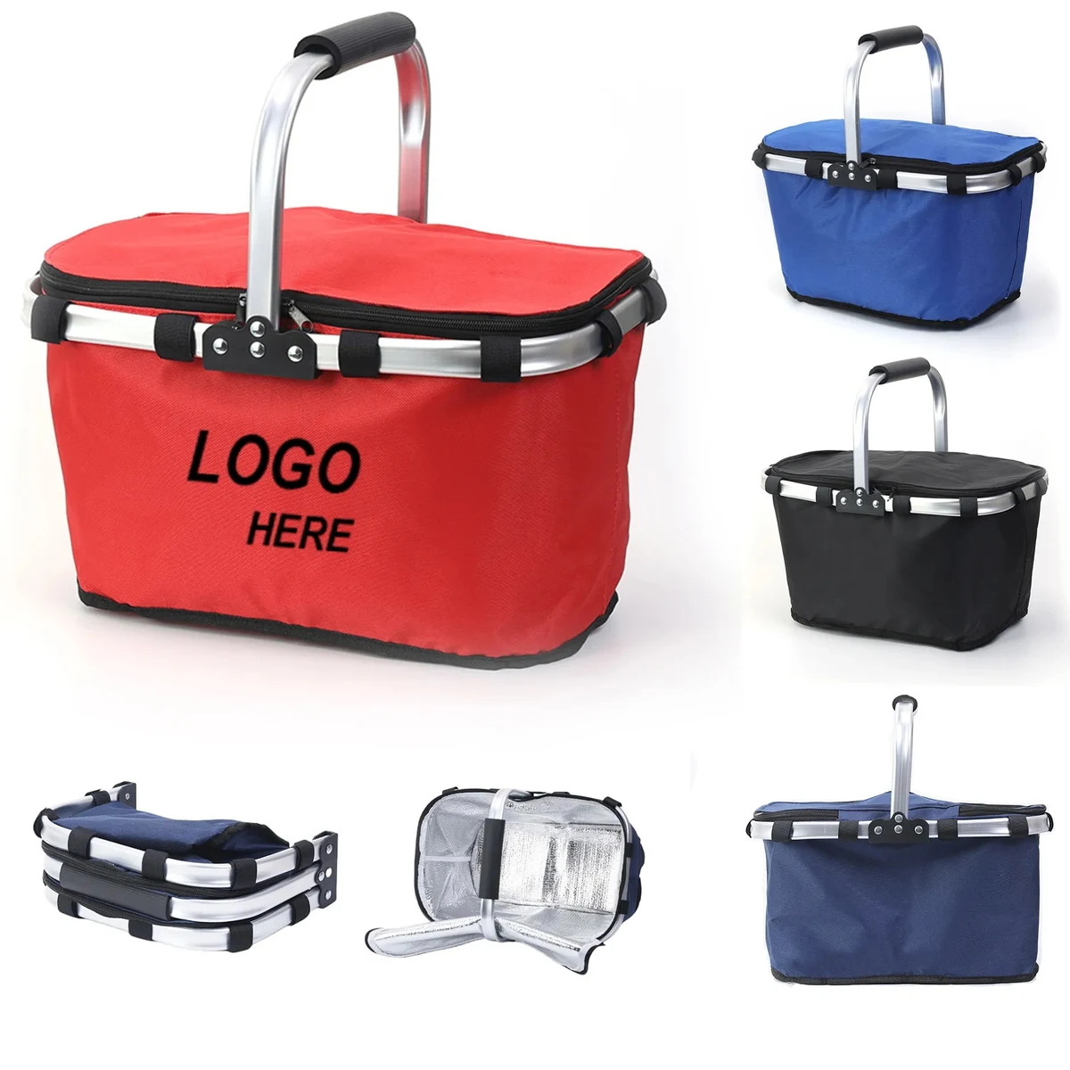 30L Insulated Portable Collapsible Picnic Basket W/ Handle 1