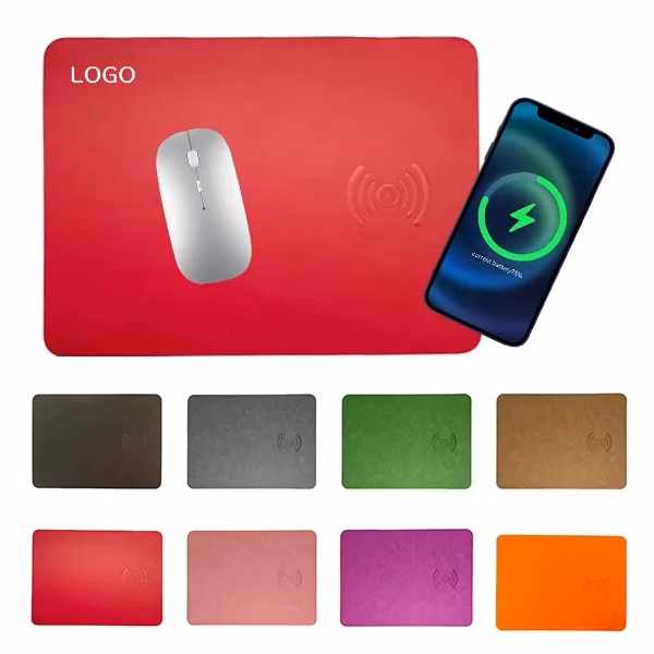Wireless Charging Leather Mouse Pad Desk Accessory