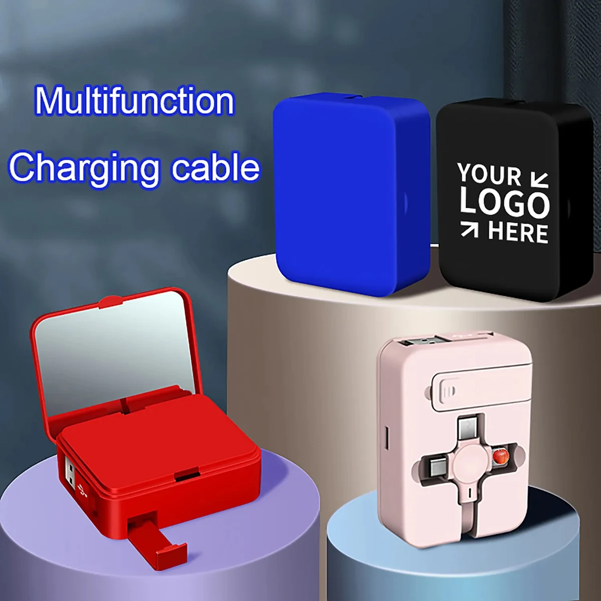 Multifunction 3-in-1 Charging Cables Mirror Phone holder 1