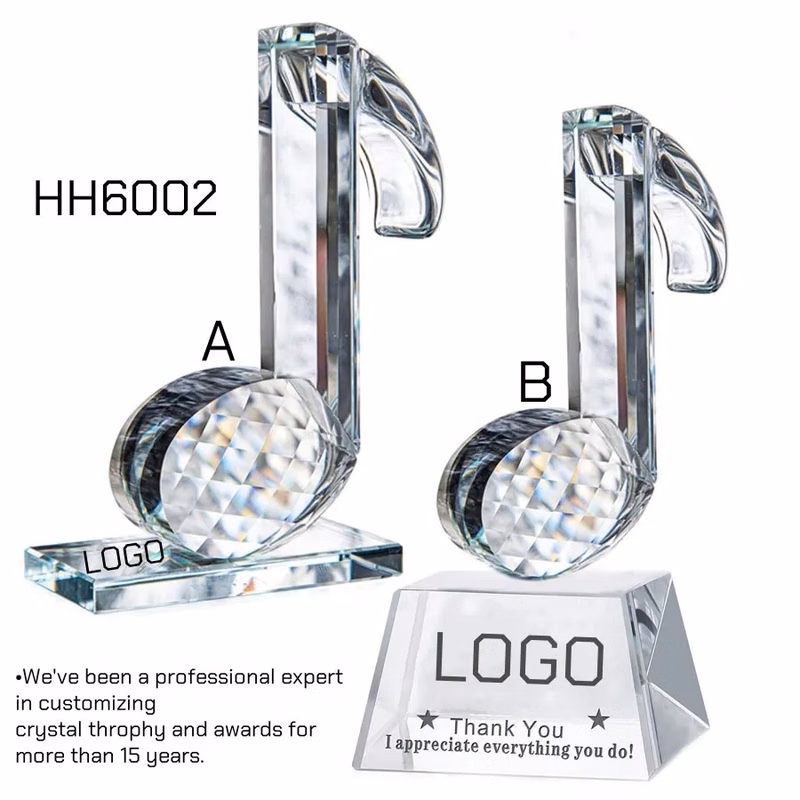 Crystal Music Trophy Award Eighth Note Figurines