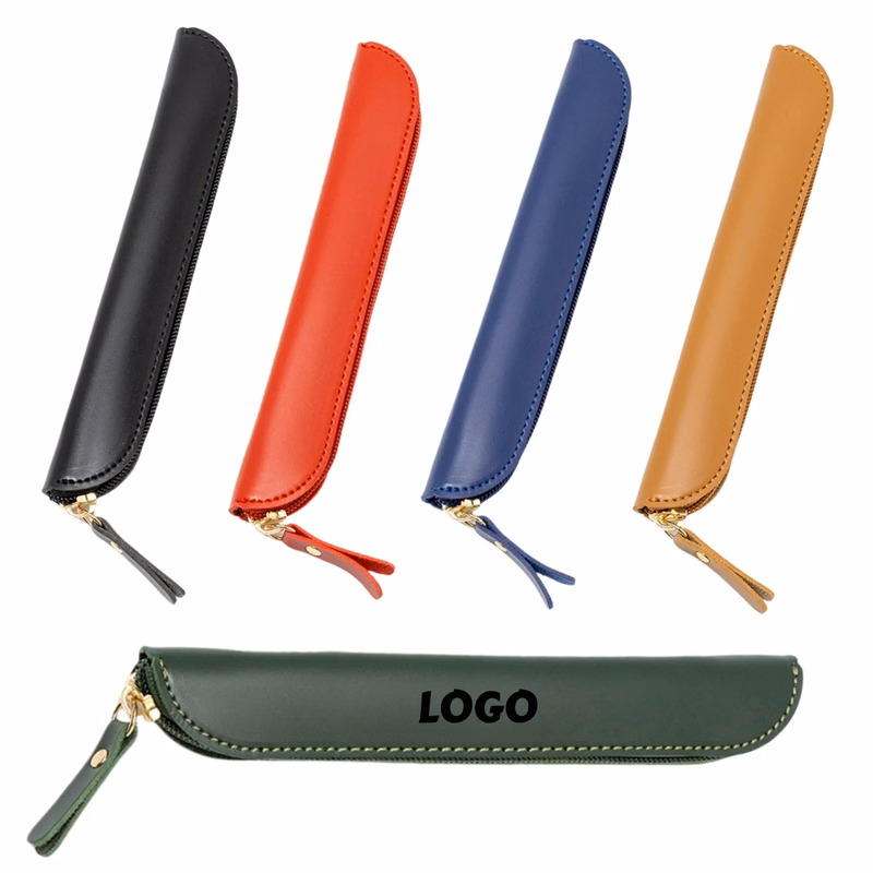 Compact PU Pencil Case Slim Pen Holder