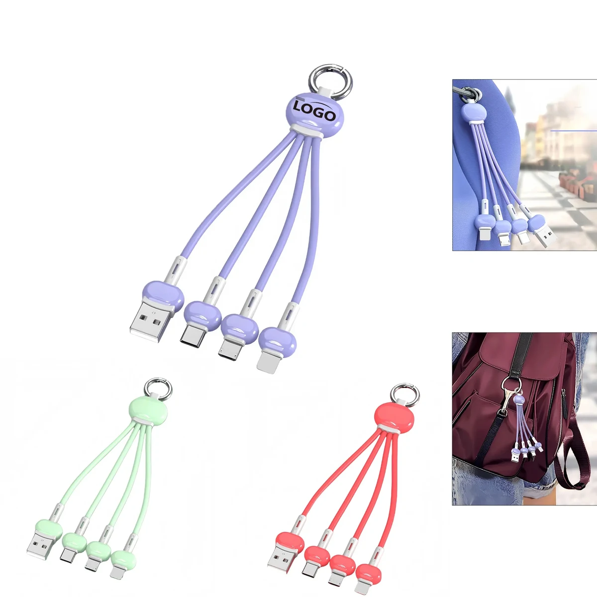 Three-in-one Fast-charging Keychain Data Cable 1