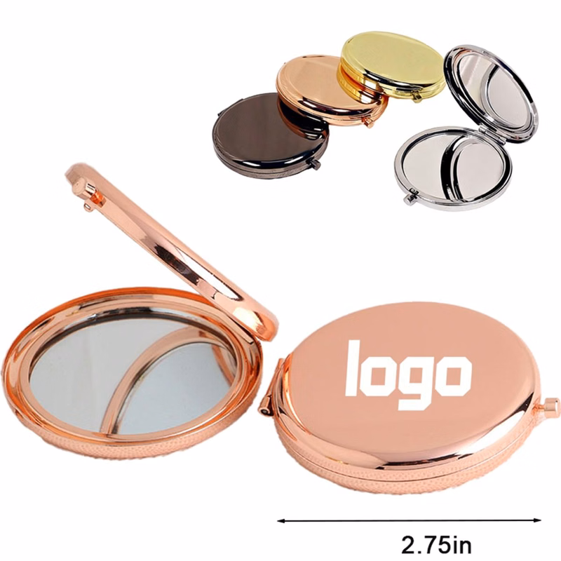 Round Metal Foldable Compact Mirror
