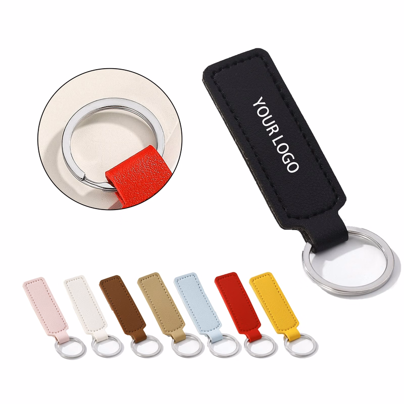 MOQ:50pcs PU Leather Keychain