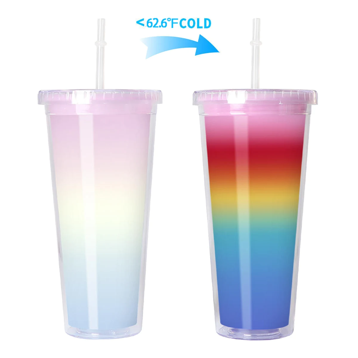 24oz BPA Free Plastic Color Changing Water Bottle With Straw 1