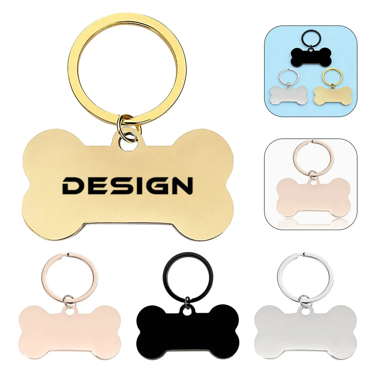 Bone-Shaped Stainless Steel Keychain 1