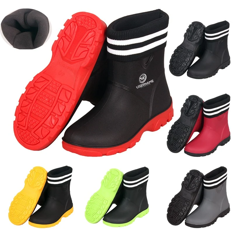 Winter Rain Boots for Women Waterproof Garden Shoes Men Anti Slip Rubber Ankle Boots 1
