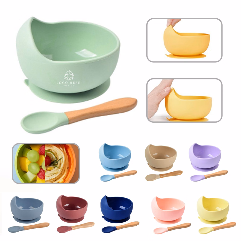 Silicone baby feeding bowl with 1 spoon