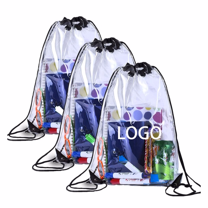 Clear Pvc Drawstring Backpack For Stadiums Travel