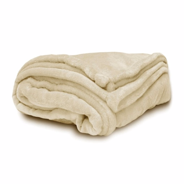 Ivory Oversized Faux Micro Mink Throw Blanket
