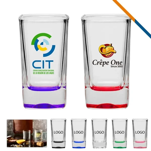 Custom 3 oz Square Shot Glass Thick Base Full Color Print — Premium Party Drinkware 1