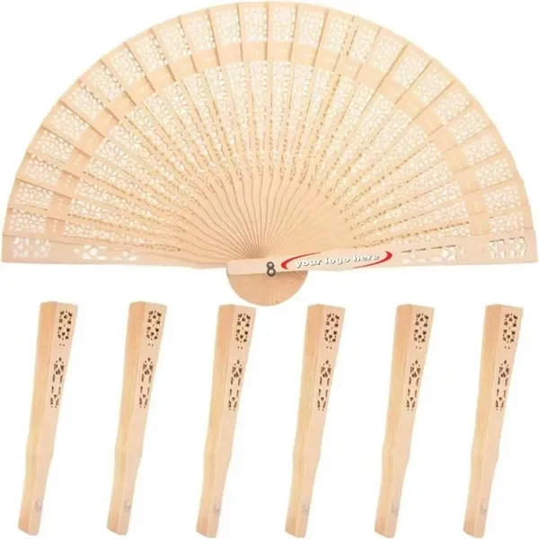 Custom 8 Inch Decorative Sandalwood Folding Hand Fan — Event Accessory 1