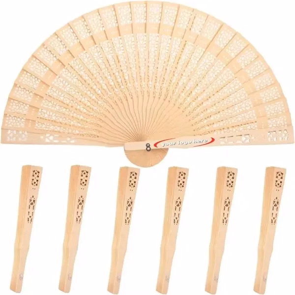 Custom 8 Inch Decorative Sandalwood Folding Hand Fan — Event Accessory